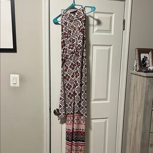 White House Black Market Red and White Patterned Maxi Dress